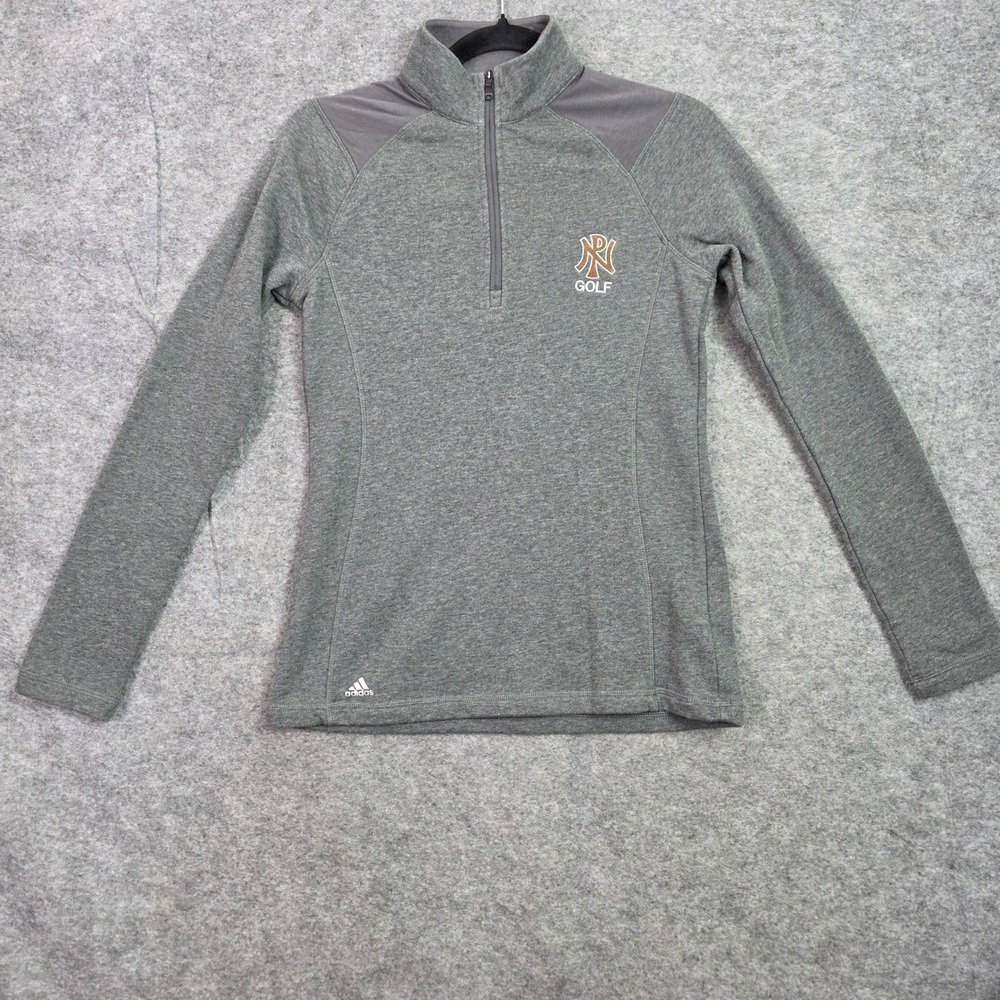 Adidas Golf Womens Gray Quarter Zip Pullover RN Golf Logo DZ8803 Small